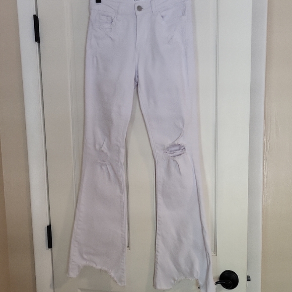 Flying Monkey White Distressed Flare Jeans - Picture 1 of 3